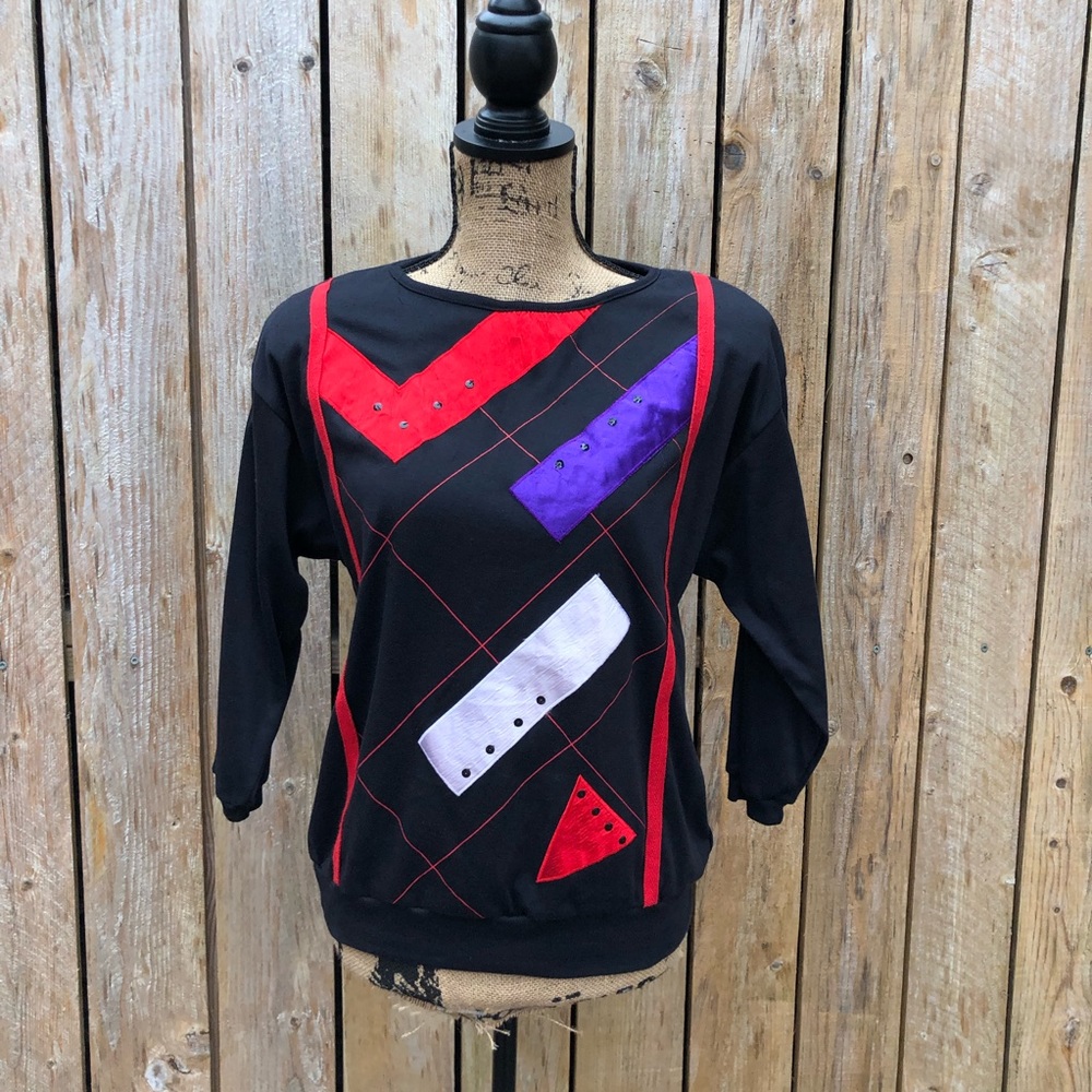 VINTAGE ABSTRACT BLACK RED & PURPLE SWEATSHIRT🕷